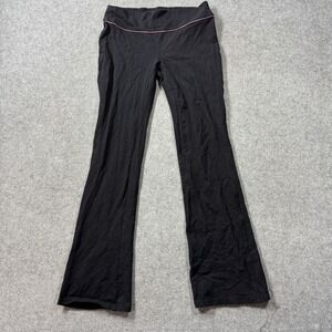 Lotus Womens Boot Cut Yoga Pants L Black Pink Trim Cotton Spandex Stretch